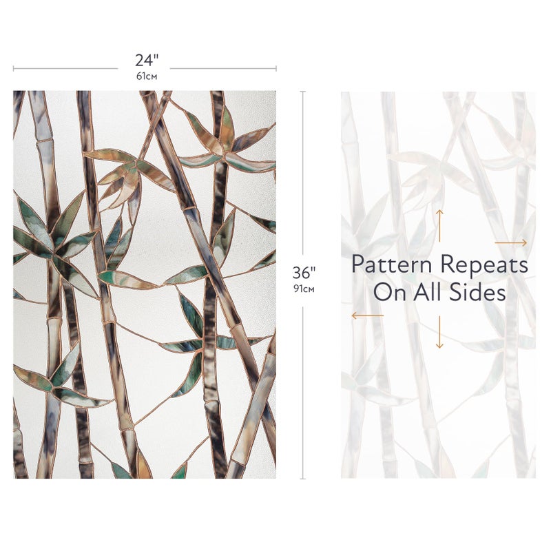 Artscape Glass Bamboo | Privacy Window Film with Vibrant Colored Pattern | Non-Adhesive & UV Protection | Easy to Apply & Removable | 24 x 36 Inches | Made in USA - Image 2
